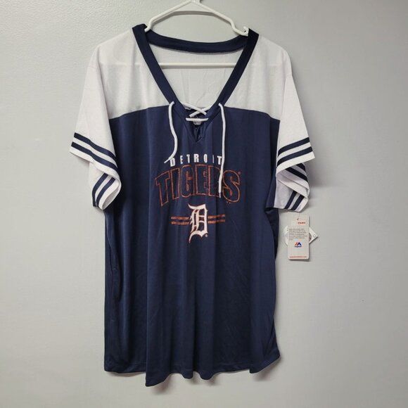Majestic Detroit Tigers MLB Baseball Major League Tags Womens Plus 3X Lace Up - Picture 9 of 9